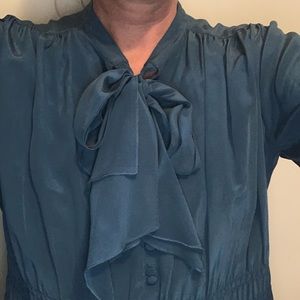Teal, satin shirt
